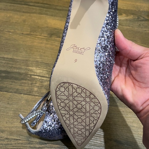 Badgley Mischka x Jewel Silver Glitter Kitten Heels Sz. 9 - Picture 8 of 10